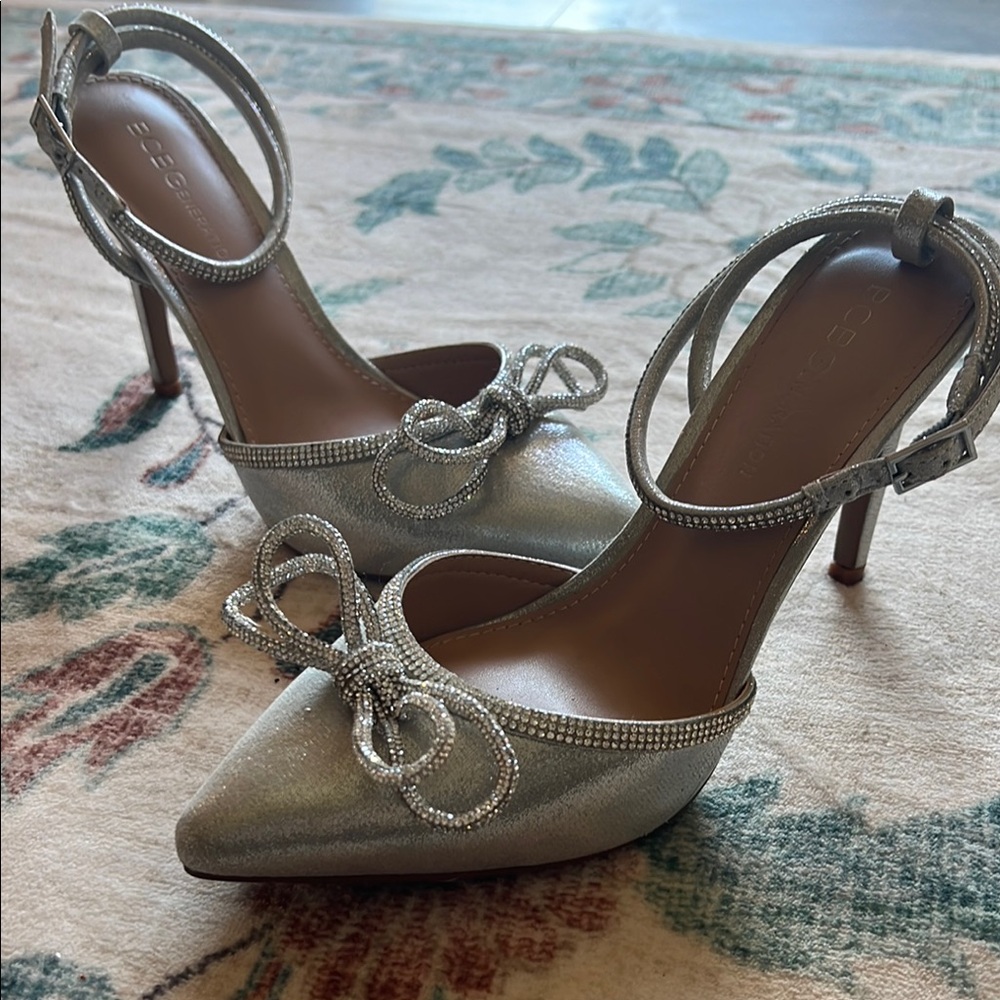 Elegant Silver Women's Heels with Bow by BCBGeneration